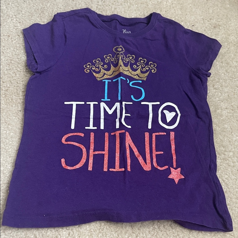 The Children's Place Purple Tee with Crown and Shine Message